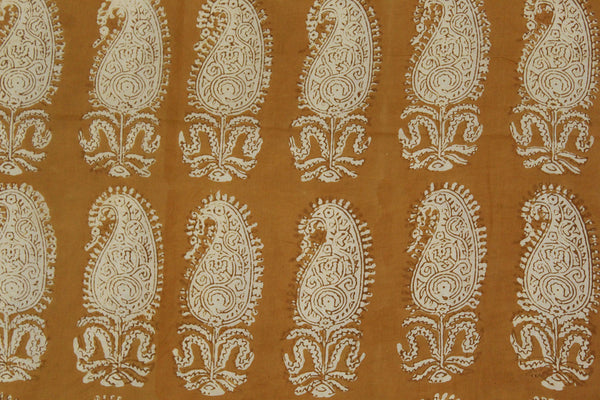 Mustard Bagru Hand Block Printed Cotton Fabric
