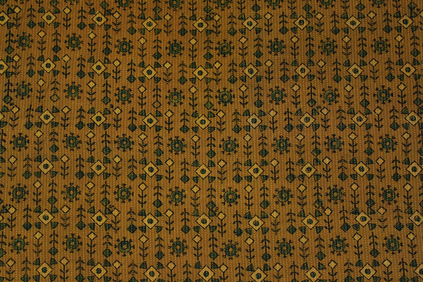 Mustard Ajrakh Hand Block Printed Kantha Cotton Fabric