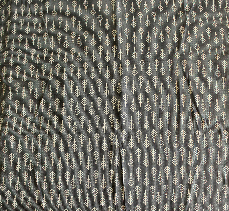 Grey Bagru Hand Block Printed Kantha Fabric