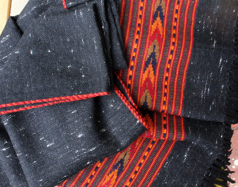 Black Kinnauri Handloom Woollen Stole