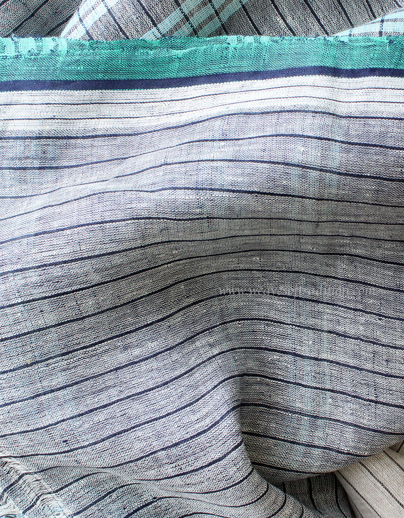 Light Grey Striped Linen Saree