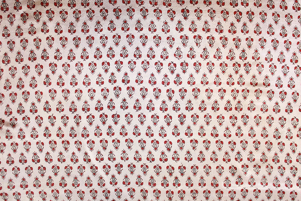 Off-White Ajrakh Hand Block Printed Mashru Silk Fabric
