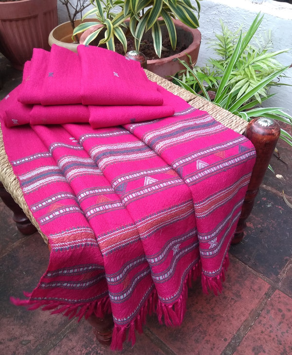 Pink Bhujodi Handloom Merino Wool Shawl