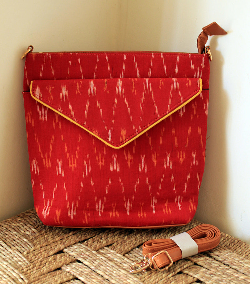 Red Ikkat Cotton Sling Bag