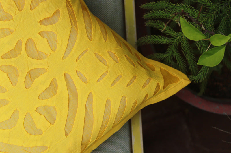 Mango Applique Cotton Cushion Cover (16 inches x 16 inches)